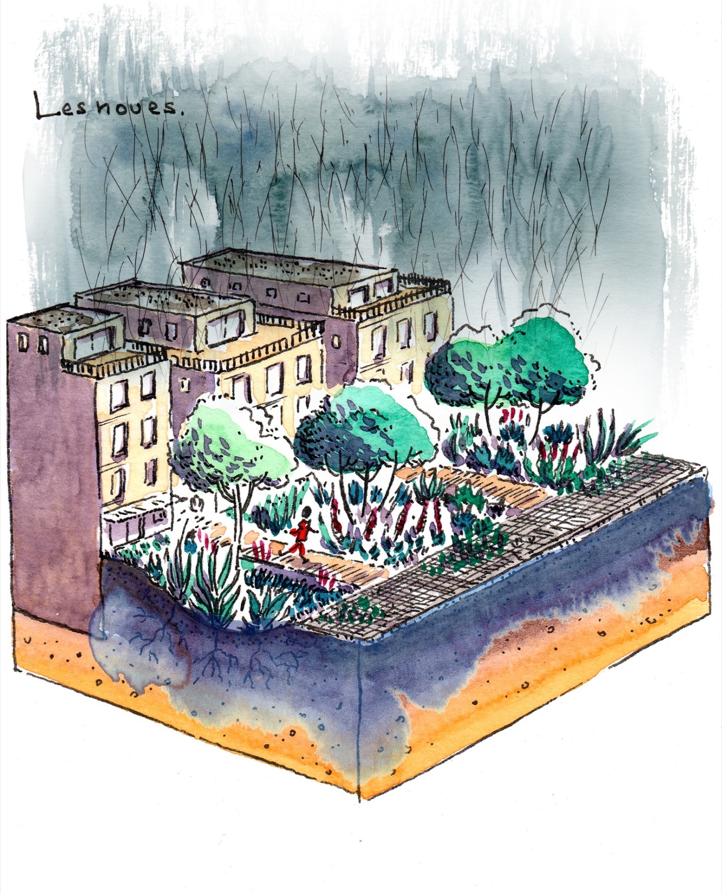 Jean-Alfredo.com - A l’eau les idées reçues - Commande d’illustration des dispositifs pour désimperméabiliser l’espace public